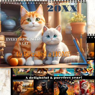 Le calendrier Whimsical Illustrated Cat