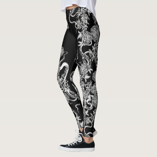 Le calmar et les Leggings noirs et blancs Roses (Gauche)