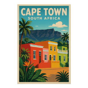 Le Cap, affiche de voyage de l'Afrique du Sud,