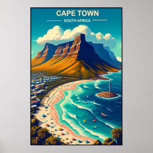 Le Cap - Afrique du Sud Affiche de voyage vintage