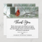 Le cardinal dans le Carte de remerciements funérai (Devant / Derrière)