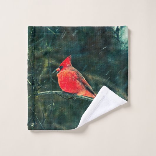 Le Cardinal d'hiver de Snowstorm - Enhanced (Gant de toilette)