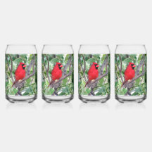 Le cardinal masculin Can Glass — Série Jardin d'oi