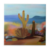 Le carreau de céramique peint de désert (Devant)