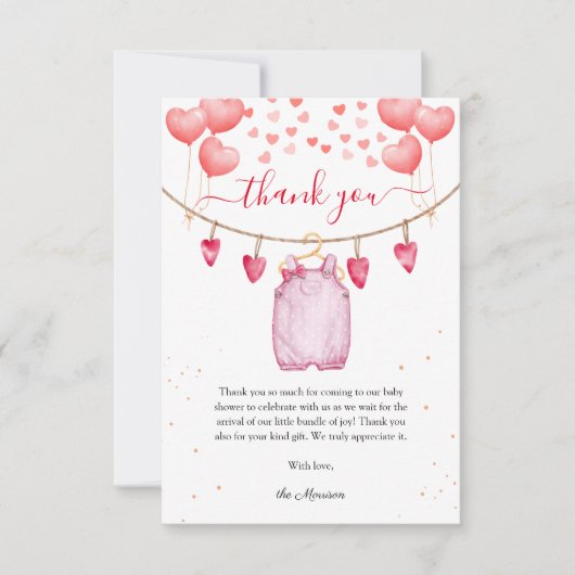 Le Carte de remerciements Baby shower de Valentine (Devant)