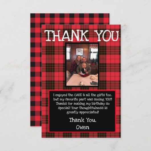 Le carte de remerciements de l'enfant (Devant / Derrière)