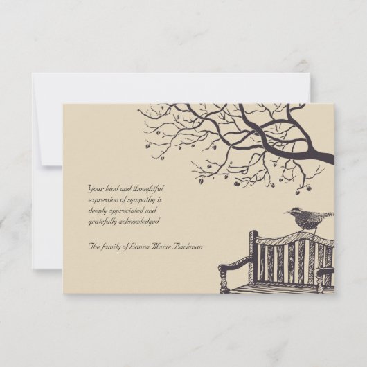 Le Carte de remerciements solitaire de Sparrow Ber (Devant)