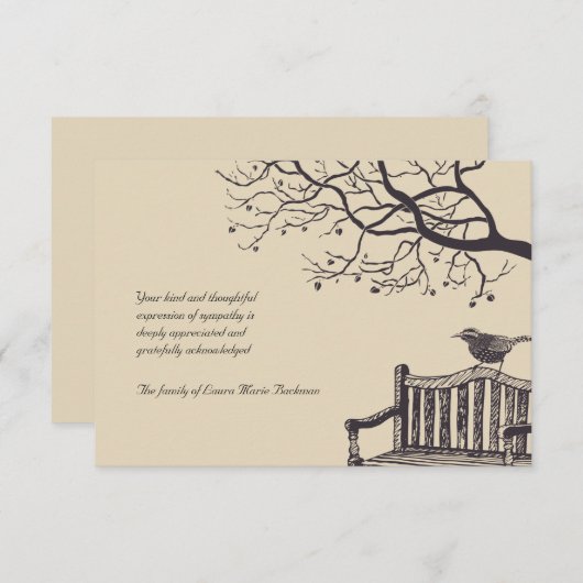 Le Carte de remerciements solitaire de Sparrow Ber (Devant / Derrière)