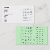 Le Carte de visite Alphabet (Devant / Derrière)