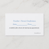 Le carte de visite bleu et bronzage du professeur (Dos)