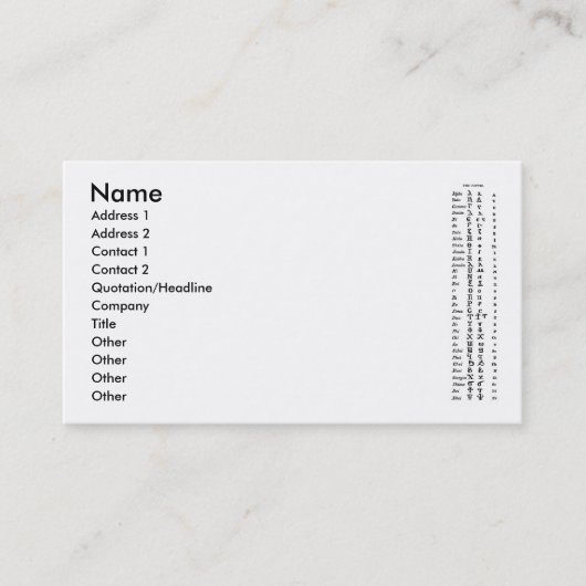 Le Carte de visite copte (Devant)