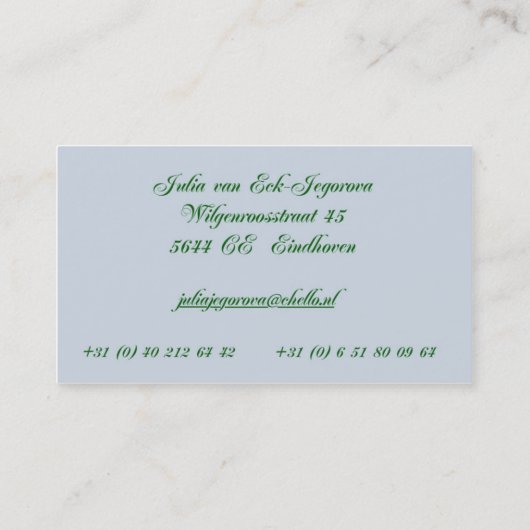 Le carte de visite de Julia (Dos)
