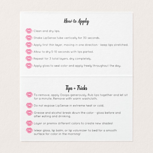 Le carte de visite de Lippies d'aquarelle - des (Intérieur déplié)