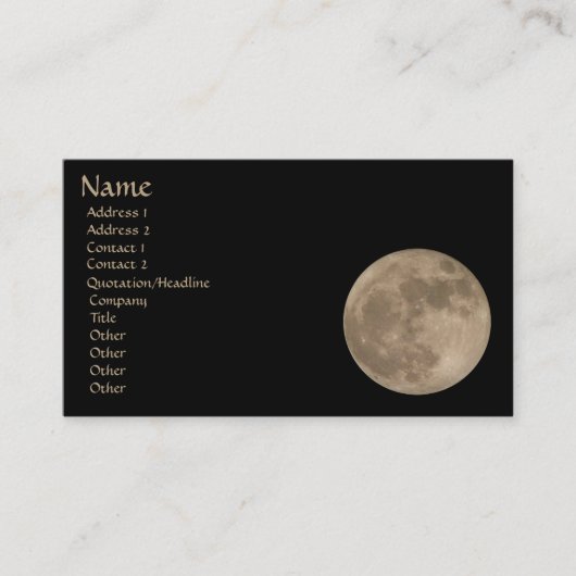 Le carte de visite de Pleine lune personnalisent (Devant)