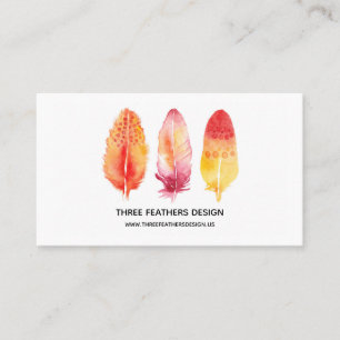Le carte de visite de trois plumes d'aquarelle