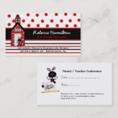 Le carte de visite d'école du professeur rouge de (Devant / Derrière)