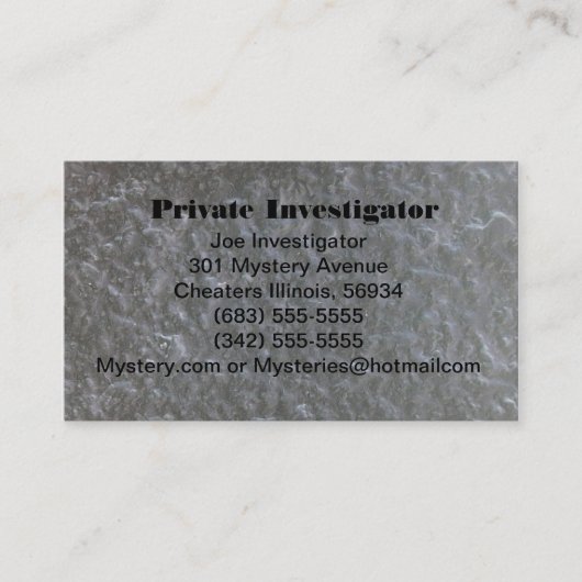 Le carte de visite d'investigateur privé (Devant)