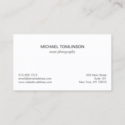 Le Carte de visite du photographe dit simplement (Dos)