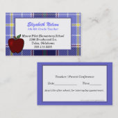 Le carte de visite du professeur bleu de plaid (Devant / Derrière)