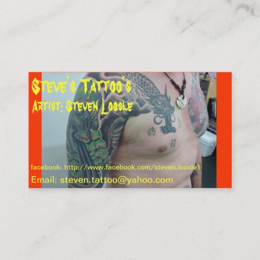 Le carte de visite du tatouage de Steve (Devant)