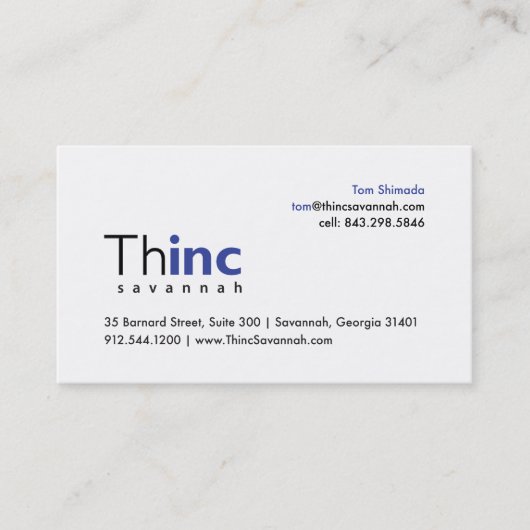 Le carte de visite ThincSavannah de Tom (Devant)
