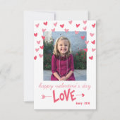 Le carte photo rose heureux de Valentine de coeurs (Devant)