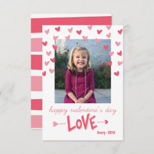 Le carte photo rose heureux de Valentine de coeurs
