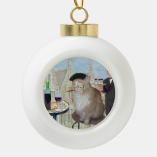Le Cat du Cafe Keramische Bal Ornament