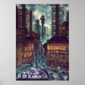 Le centre-ville animé | AI Art Poster (Devant)