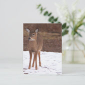 Le cerf dans la carte postale de neige (Debout devant)