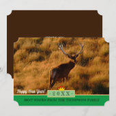 Le Cerf Sauvage et Bonne Année! Carte de voeux /Ze (Devant / Derrière)