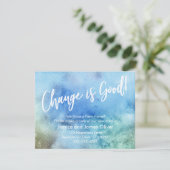 Le changement est bon ! Faire-part bleu vert (Debout devant)