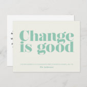 Le changement est bon Faire-part mobile // Turquoi (Devant / Derrière)