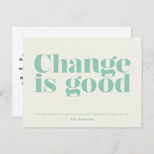 Le changement est bon Faire-part mobile // Turquoi (Devant / Derrière)