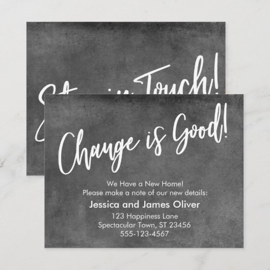 Le changement est bon ! Gris Faire-part (Devant / Derrière)