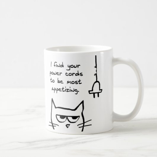 Le chat aime des cordons de secteur - tasse drôle (Droite)