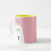 Le chat avec la souris rougissent tasse rose (Devant gauche)