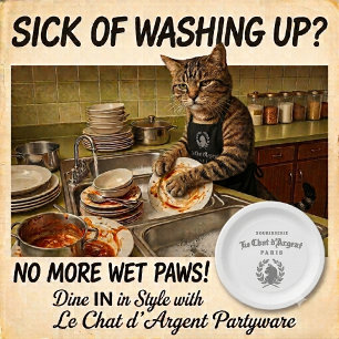 Le Chat d'Argent Assiettes en Papier Vintage Franç