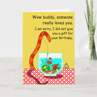 Le chat et la carte d'anniversaire de cuvette de