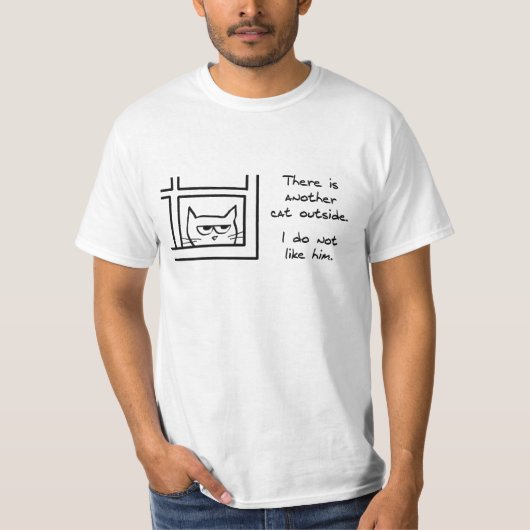 Le chat fâché voit un autre chat - T-shirt drôle (Devant)