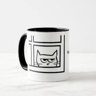 Le chat fâché voit un autre chat - tasse de caf
