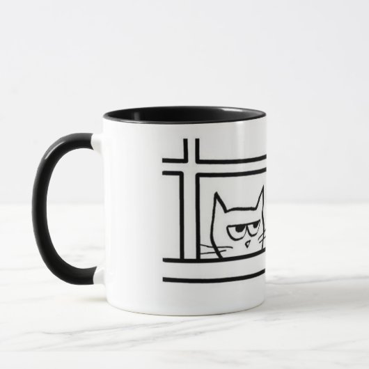 Le chat fâché voit un autre chat - tasse de café (Gauche)