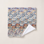 Le chat fait face au Motif Hexagon (Gant de toilette)