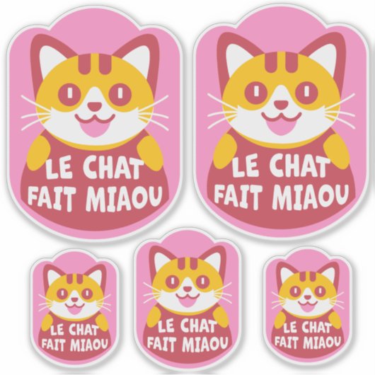 Le Chat Fait Miaou Schattige Frans Sinaasappel Tab Sticker (Voorkant)