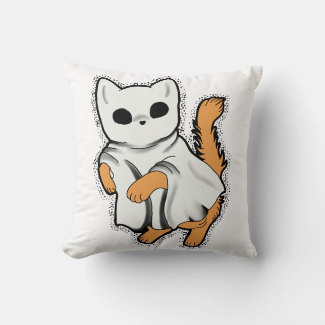 Le chat fantôme est prêt à hanter le Coussin (Recto)