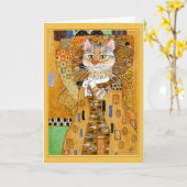 Le chat mignon de Gustav Klimt charrient la carte (Fleur jaune)