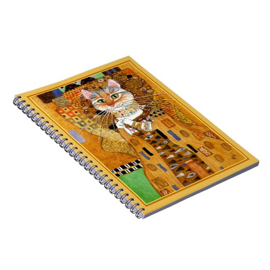 Le chat mignon de Gustav Klimt charrient le carnet (Côté Droit)