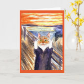 Le chat mignon le cri perçant charrient la carte (Fleur jaune)