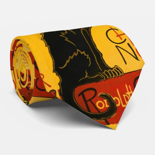 Le Chat Noir Cat Art Nouveau Retro Stropdas (Opgerold)