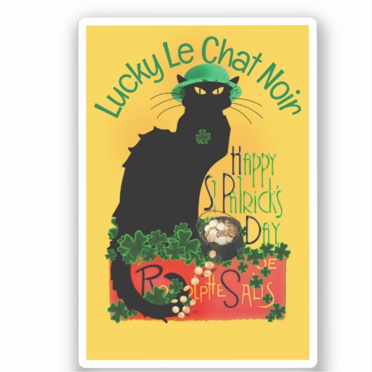 Le Chat Noir Clover St. Patrick's Day Sticker (Voorkant)